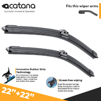 Wiper Blades Fits U Hook Arm Pair 22" + 22" Front Windscreen Windshield Acatana