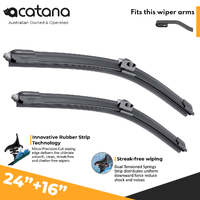 Front Windscreen Wiper Blades Fits U Hook Arm Pair 24" + 16" Windshield Acatana