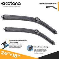 Front Windscreen Windshield Wiper Blades Fits U Hook Arm Set 24" + 18" Acatana