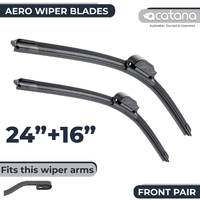 acatana Front 24" 16" Windscreen Wiper Blades Fits J Hook Arm Window Windshield Replacement