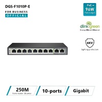 D-Link 250M 10-Port Gigabit Ethernet Switch 10/100/1000 8 PoE 2 Uplink Port 250M