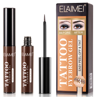 Elaimei Tattoo Eyebrow Ink Gel Waterproof Liner Tint Pen Eye Brow Enhancer Pencil Long Lasting Makeup Stencil Peel Off (Dark Brown)