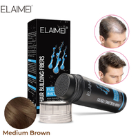 ELAIMEI Hair Loss Building Fibers 27.5g Alopecia Keratin Thicker Concealer Fiber Medium Brown Refill Bag