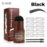 Elaimei Eyebrow Stamp Kit Shaping Makeup Powder Stencil Set One Step Waterproof Natural Perfect Shape Brow BLACK