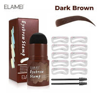 Elaimei Eyebrow Stamp Kit Shaping Makeup Powder Stencil Set One Step Waterproof Natural Perfect Shape Brow DARK BROWN