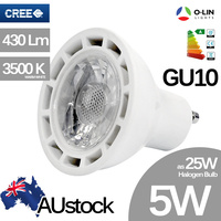 O-Lin 5W GU10 LED Spotlight Bulb 50x50mm 430LM 3500K Warm White Cree Chip