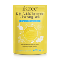 ikzee 60pcs Kojic Acid & Turmeric Cleansing Pads for Dark Spots, Face Makeup Remove Excess, Exfoliating Facial Sponges Skin Pore