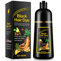 Lovelys 3in1 BLACK Hair Dye Shampoo Anti Hair Loss Long Lasting Color Coverage Herbal Deeply Nourishing 500ml