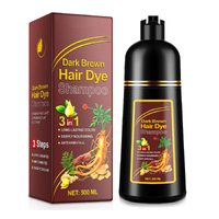 Lovelys 3in1 DARK BROWN Hair Dye Shampoo Anti Hair Loss Long Lasting Color Coverage Herbal Deeply Nourishing 500ml