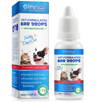 Oimmal Pet Ear Drops for Dogs Cats Fresh Liquid Mites Cleaner Grooming Smell Odor, 60ml