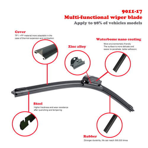 Windscreen Wiper Blade 17" Universal 10x Adapters Suit 99% of Cars