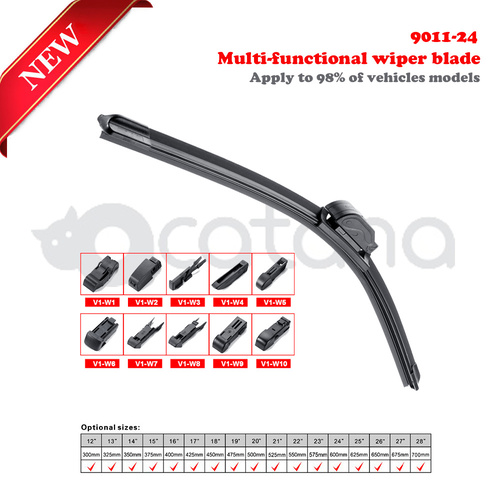 Windscreen Wiper Blade 24" Universal 10 Adapters Suit 99% of Cars