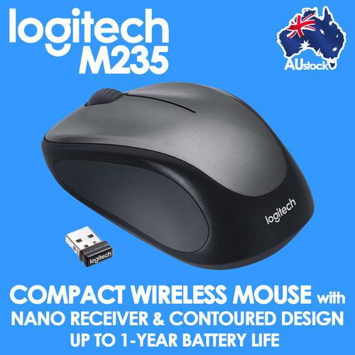 Logitech M235 2.4Ghz Wireless Optical Mouse with Nano-Receiver, up to 1 Year Battery Life