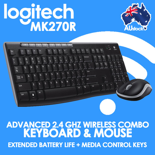 Keyboard and Mouse Combo Wireless PC Notebook Optical Mini MK270R Logitech 920-006314