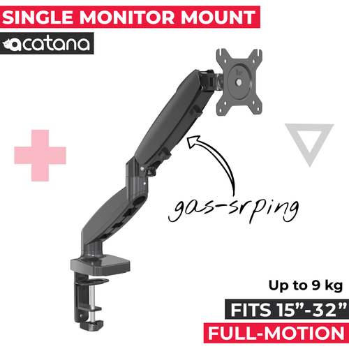 Single Monitor Arm Mount Desk Stand up to 32" Screen up to 9kg VESA Gas Spring