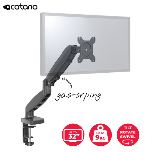 Single Monitor Arm Mount Desk Stand up to 32" Screen up to 9kg VESA Gas Spring