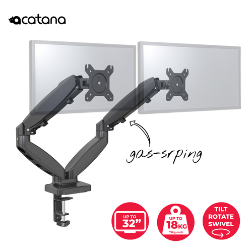 Dual Monitor Stand Display Arm Desk Mount TV Screen Holder Bracket up to 32" 9kg