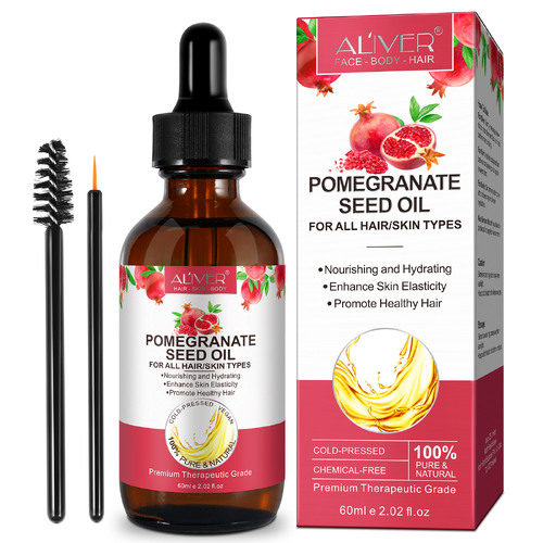 Aliver Pomegranate Seed Oil for Hair Growth Strength Face Skin Care Body 100% Pure & Natural Cold Pressed Organic Serum Essential 60ml