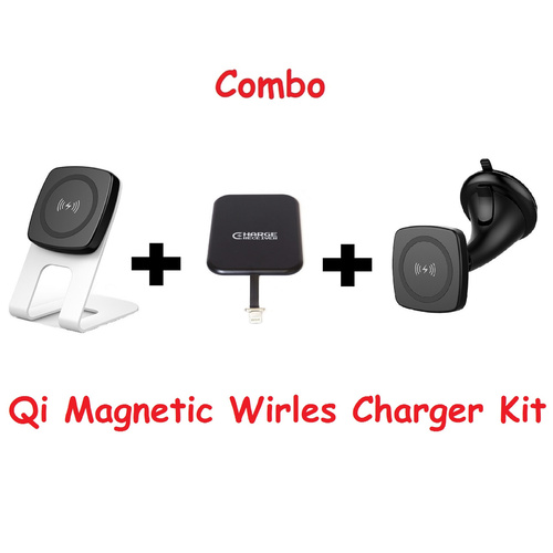 Kome C301 QI Magnetic Wireless Desk Charger + Kome C102 QI Magnetic Wireless Car Charger + Kome B103 Qi Wireless Receiver for iPhone 4 5 6 7