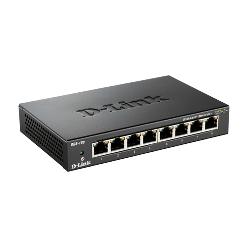 Switch Unmanaged 8 Port Gigabit 1Gbps 1000Mbps 802.3ab D-Link DGS-108