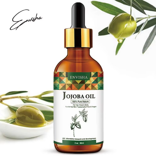 ENVISHA 100% Pure & Natural Jojoba Oil for Hair Growth Skin Care Anti Hair Loss Regrow Dry Scalp Moisturizing Essential Face Body, 60ml