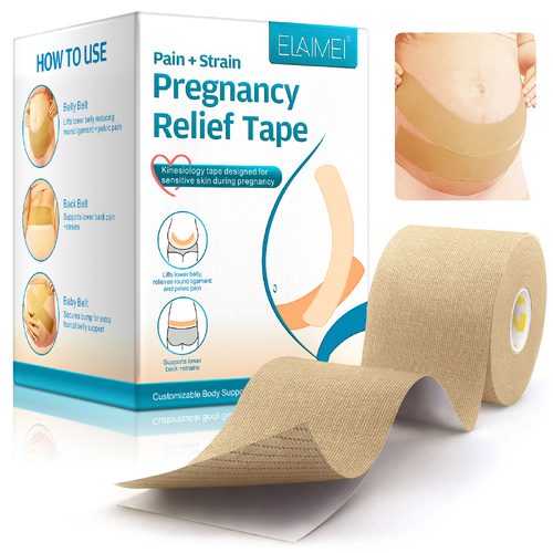 Elaimei Pregnancy Tape Maternity Band Belt Belly Back Support Abdominal Brace Strap Pain Strain Pressure Reliaf Breathable Roll Bandage 10 m