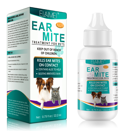 Elaimei Pet Ear Care Mite Canal Dog Cat Parasite Remover Protection Drops Repel Cleaner Itching Odours Fungal