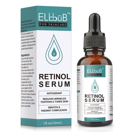 ElbbuB Pure Retinol Serum for Face Anti Aging Wrinkle Repairing Skin Renewing Vitamin E Smoothing Tightening, 30ml