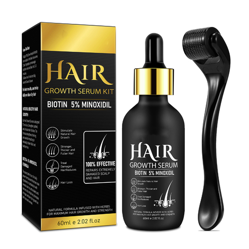 Lovelys Hair Growth Serum Kit Derma Roller + Serum Kit Dry Damaged Hair Loss Scalp Regrowth Natural Repair Oil Liquid for Men & Women 60ml