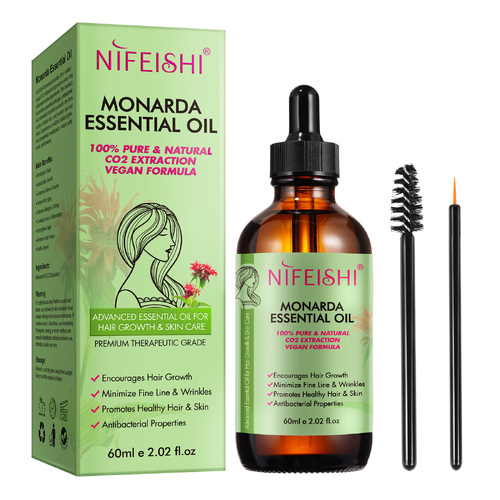 Nifeishi 100% Pure & Natural Monarda Essential Oil for Hair Growth Anti Hair Loss Scalp Repair Skin Care, 60ml